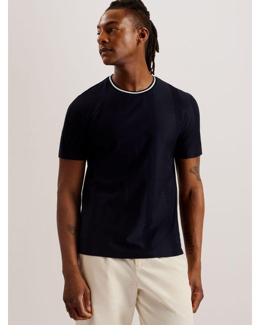Ted Baker Blue Rousel Short Sleeve Slim Fit Jacquard T-shirt for men