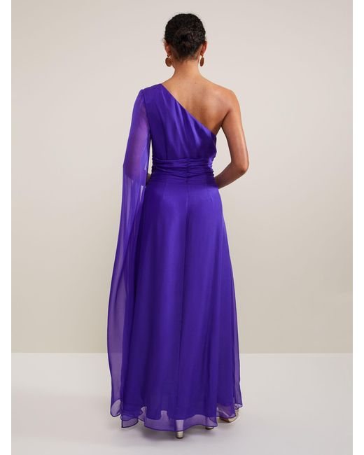 Phase Eight Purple Darby One Shoulder Silk Maxi Dress