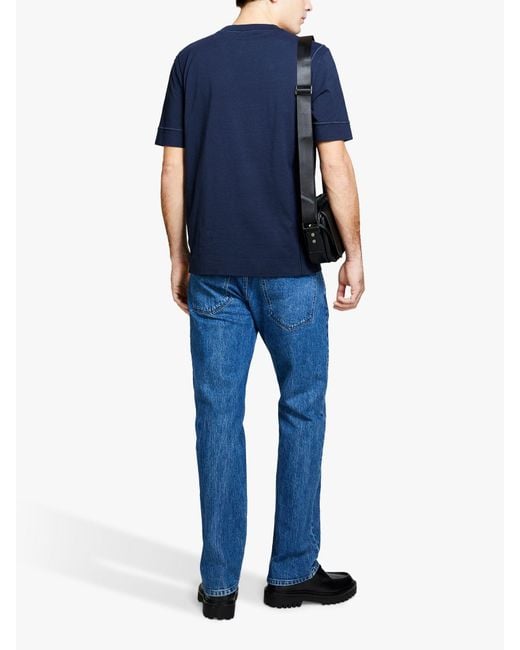 Sisley Blue Solid Coloured Regular Fit T-shirt for men
