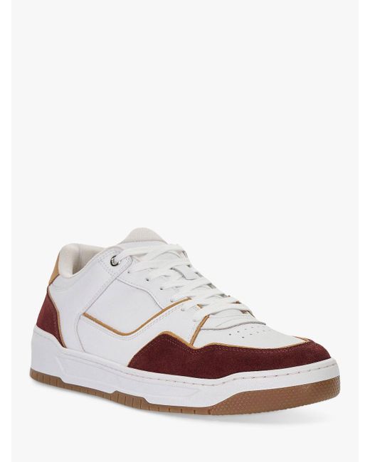 Dune White Tainted Leather And Suede Trainers for men