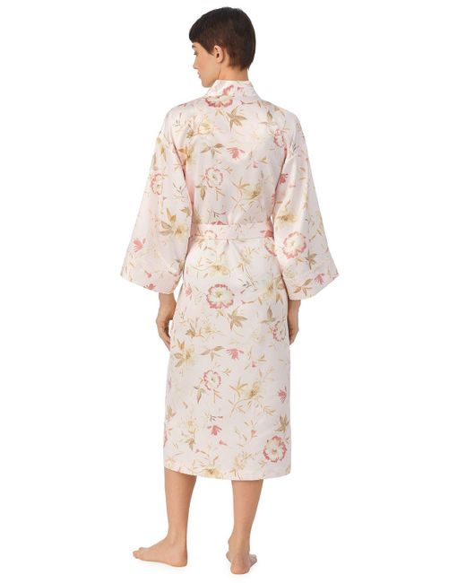 Ralph Lauren Pink Lauren Floral Satin Kimono Robe