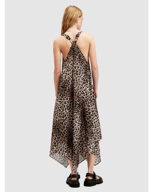 AllSaints Natural Lil Leopard Print Midi Dress