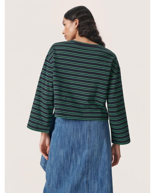 Soaked In Luxury Blue Neo Striped Boxy T-shirt
