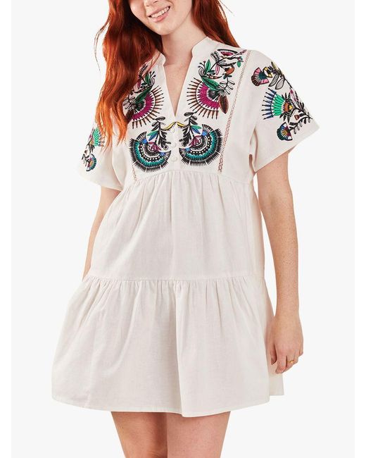 Accessorize White Fan Embroidered Cover Up Dress