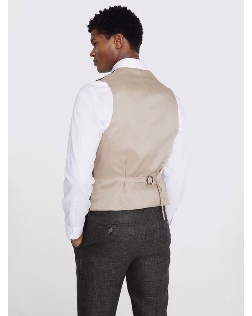 Moss Bros Gray Tailored Fit Linen Waistcoat for men