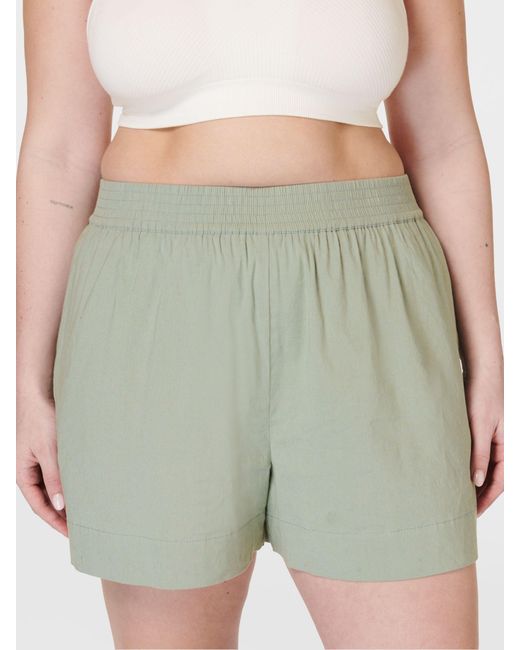 Sweaty Betty Green Summer Stretch Linen Blend Shorts