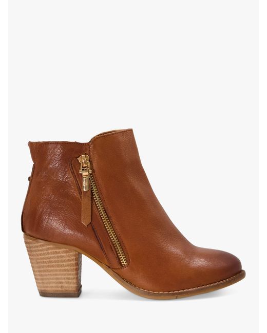 Dune Brown Wide Fit Paice Leather Ankle Boots