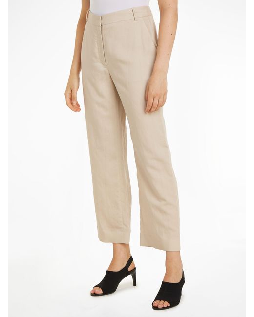 Calvin Klein Natural Straight Cropped Trousers