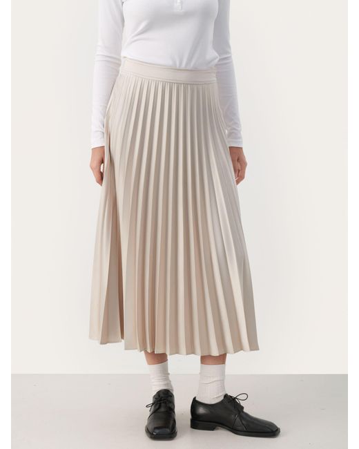 Part Two Natural Veneda Pleated Midi Skirt