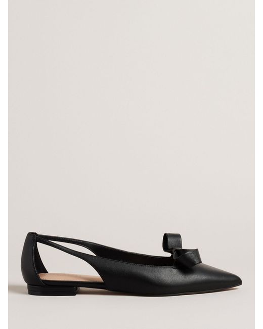 Ted Baker Black Marlini Bow Cut Out Detail Ballerina Flats