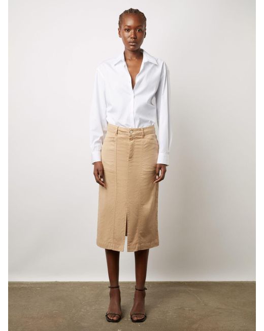 Gerard Darel White Dorys Linen Blend Midi Denim Skirt