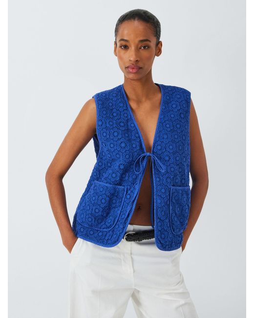 Weekend by Maxmara Blue Lory Crochet Knit Gilet