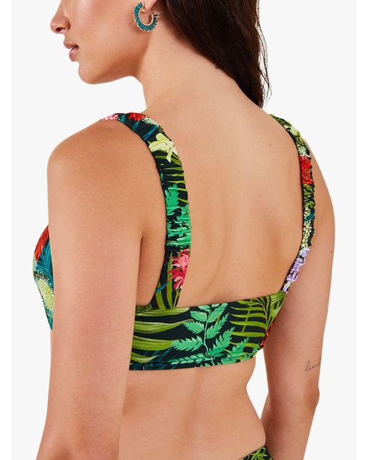Accessorize Green Jungle Print Crop Bikini Top