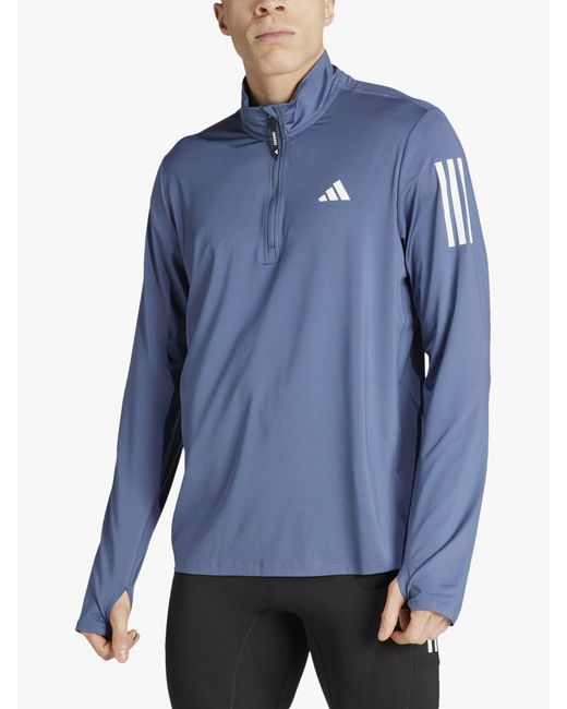Adidas Blue Own The Run Half Zip Top for men