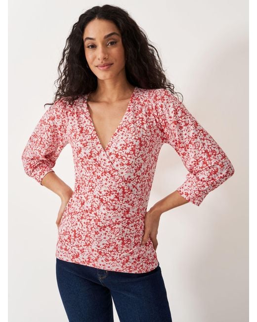 Crew Red Wrap Top