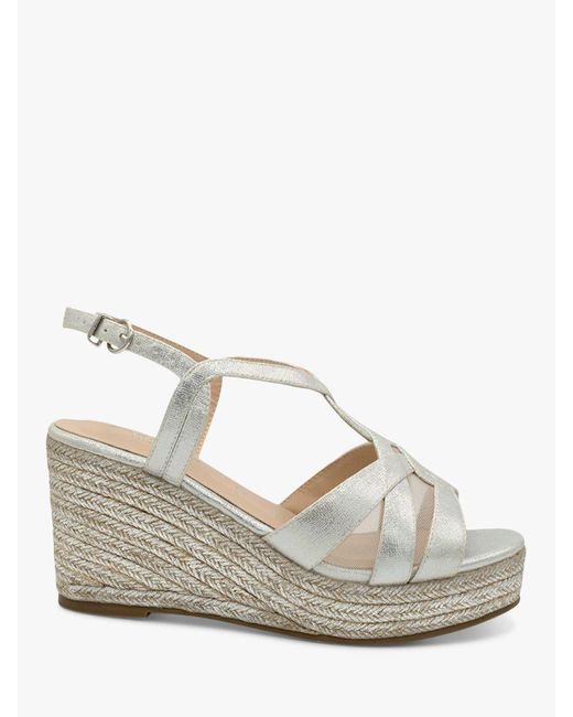 Paradox London White Wide Fit Yanelli Shimmer Wedge Espadrilles