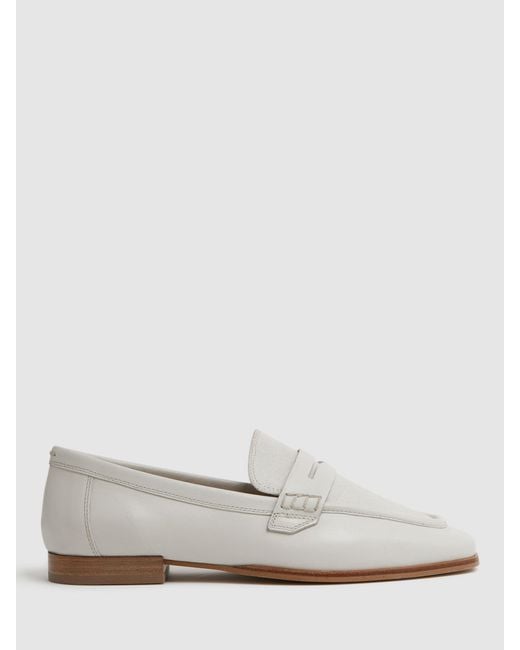 Reiss White Angela Leather Loafers