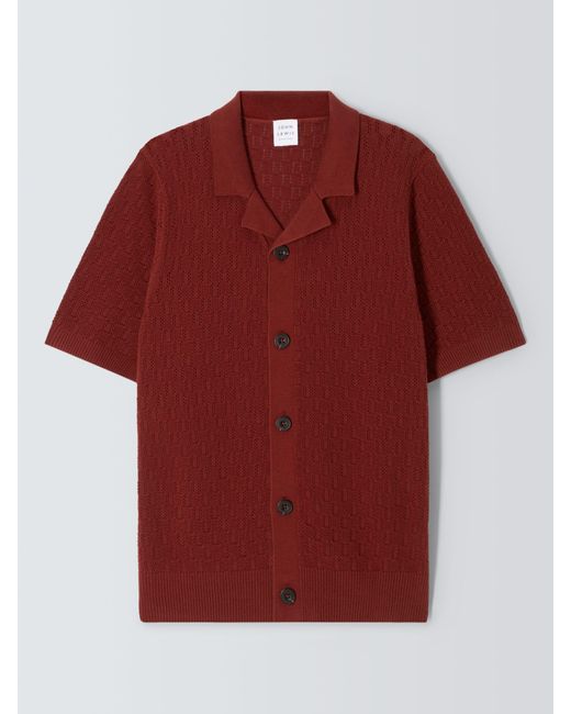 John Lewis Red Short Sleeve Open Knit Shirt for men