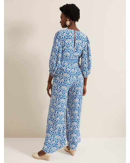 Phase Eight Blue Amy Tile Print Jumpsuit