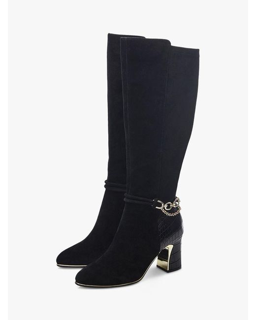Moda In Pelle Black Viviena Suede Knee High Boots