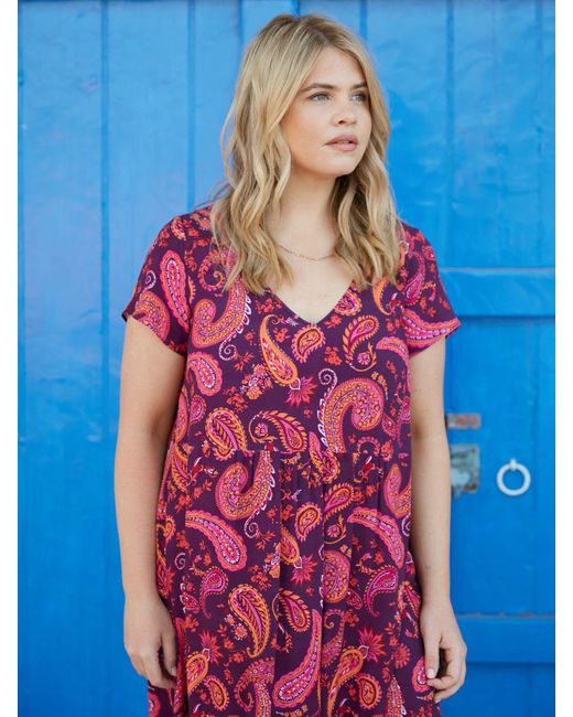 Live Unlimited Blue Curve Paisley Tiered Midi Dress