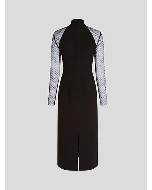 Karl Lagerfeld Black Long Sleeve Mesh Dress