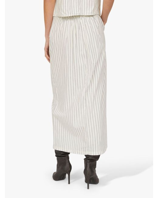 Sisters Point White Elama Stripe Front Split Midi Skirt