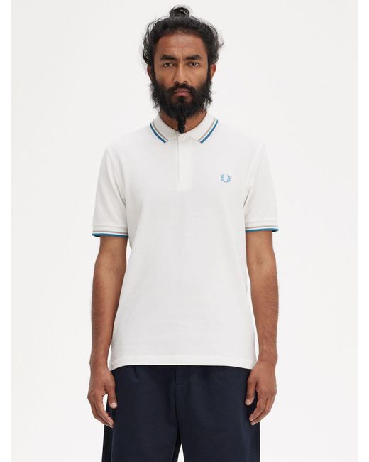 Fred Perry White The Twin Tipped Short Sleeve T-shirt for men