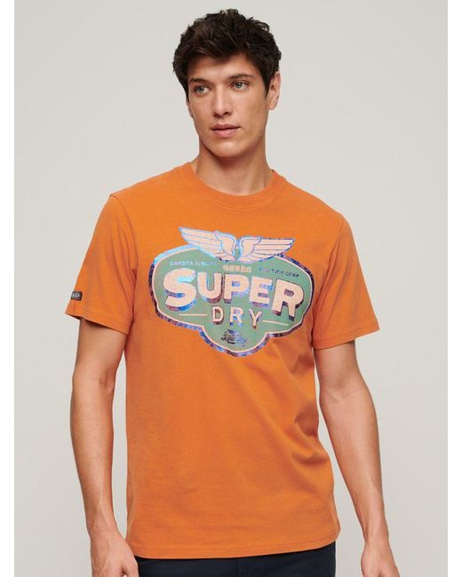 Superdry Orange Gasoline Workwear T-shirt for men