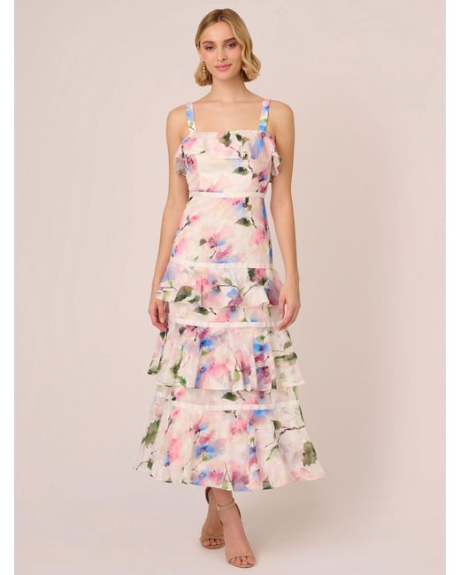 Adrianna Papell Pink Chiffon Maxi Dress