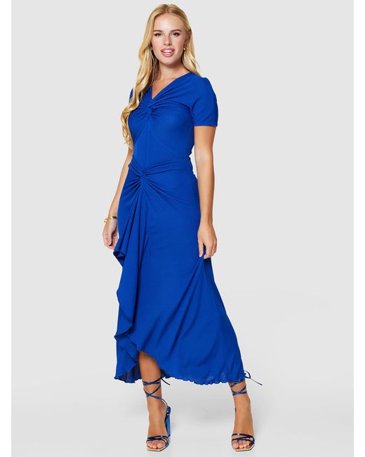 Closet Blue Twist A-line Midi Dress
