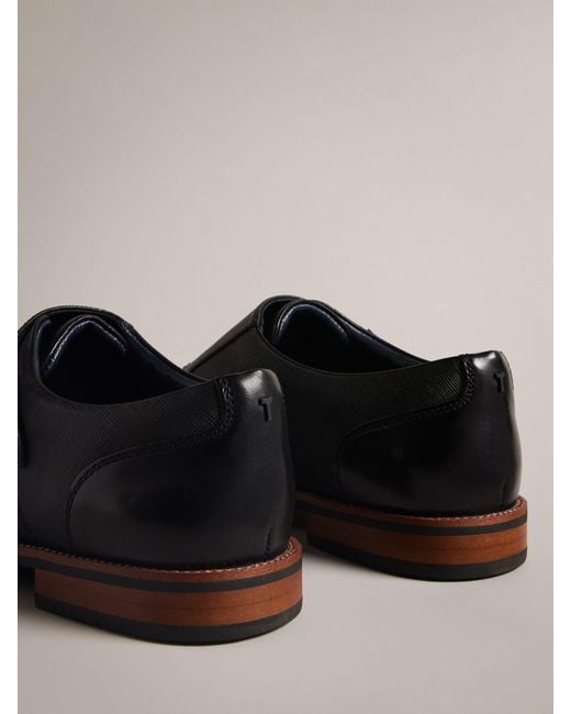 Ted Baker Black Alicott Double Monk Leather Shoes for men