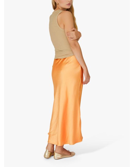 A-View Orange Carry Sateen Midi Skirt