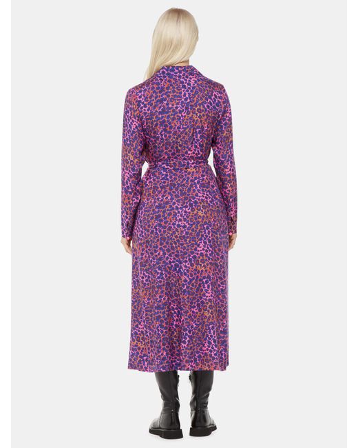 Whistles Purple Petite Mottled Leopard Print Midi Dress