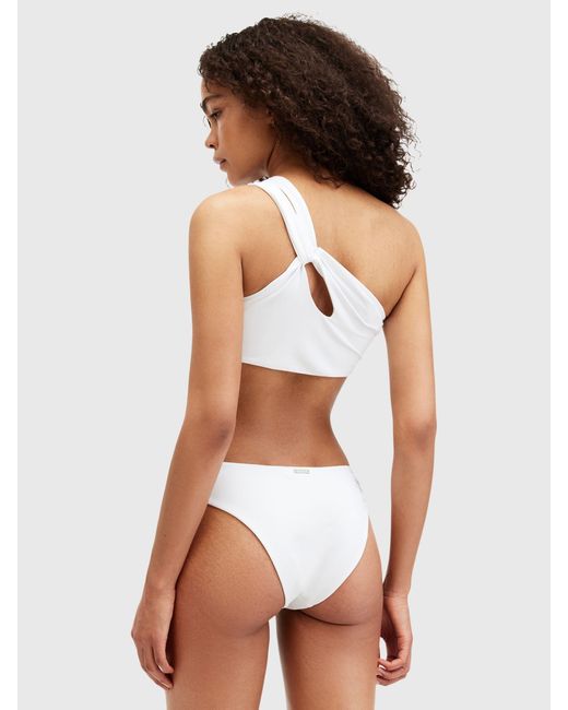 AllSaints White Kayla Asymmetric Bikini Top