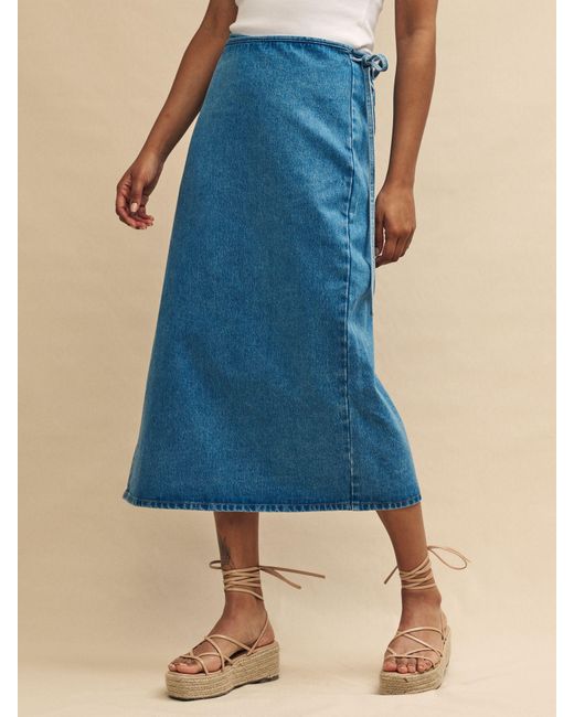 Nobody's Child Blue Latimer Wrap Midi Skirt