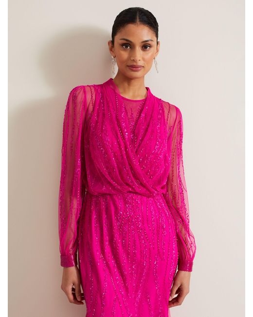 Phase Eight Pink Lila Beaded Cover Up