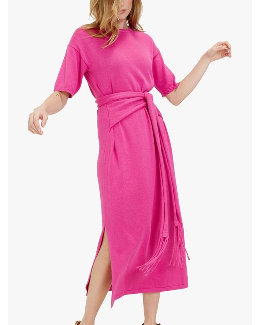 Chinti & Parker Pink Monaco Dress Linen Blend Midi Dress