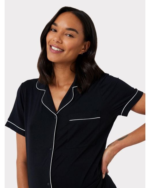 Chelsea Peers Black Modal Short Shirt Maternity Pyjama Set