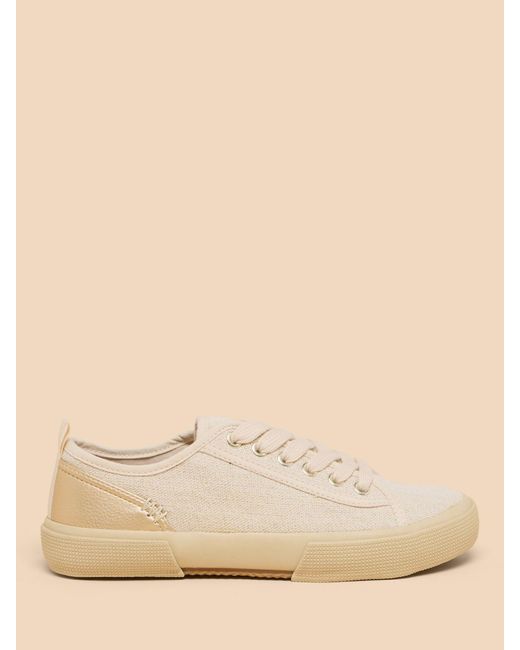 White Stuff Natural Pippa Canvas Lace Up Trainers
