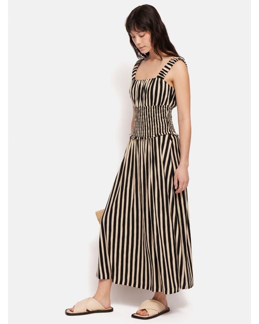 Jigsaw White Striped Cotton Slub Jersey Maxi Dress