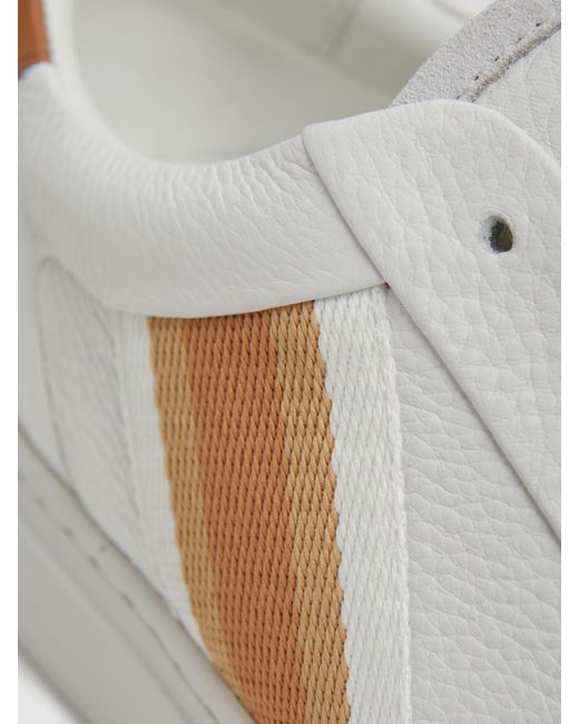 Reiss White Sonia Leather Side Stripe Trainers