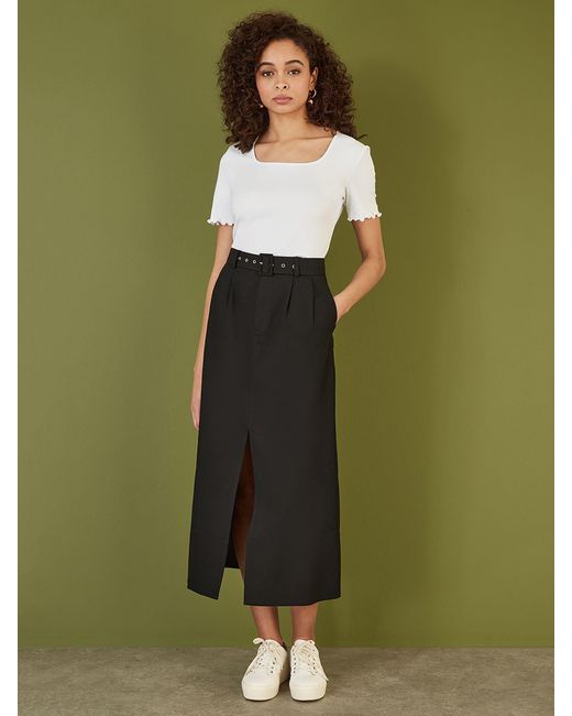 Yumi' Green Cotton Midi Skirt