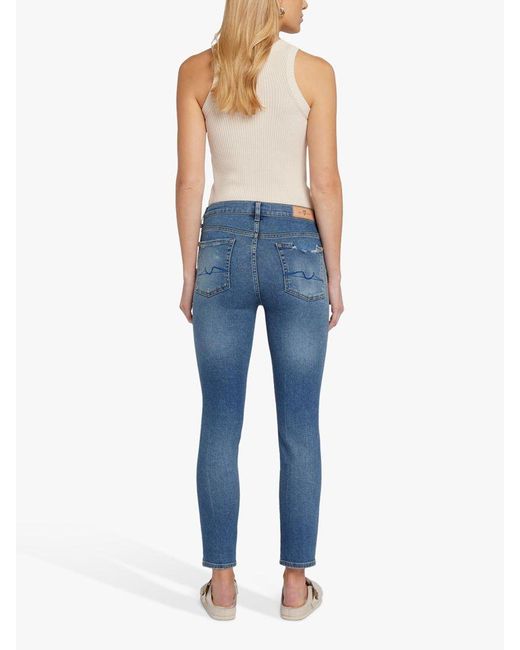 7 For All Mankind Blue Roxanne Slim Fit Ankle Jeans