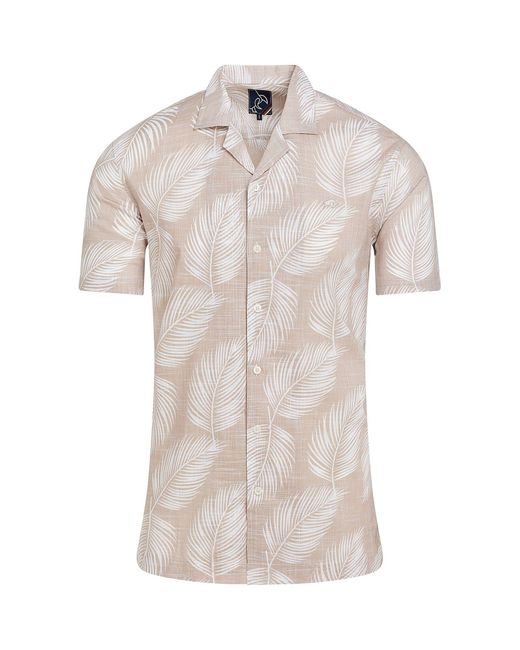 Raging Bull White Palm Leaf Cotton Shirt for men