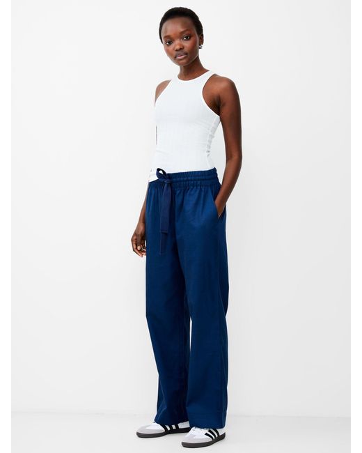 French Connection Blue Bodie Cotton Blend Trousers