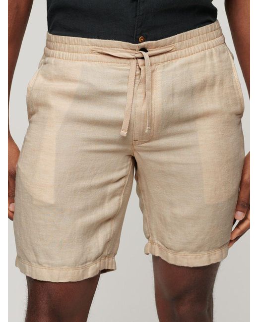 Superdry Natural Drawstring Linen Shorts for men