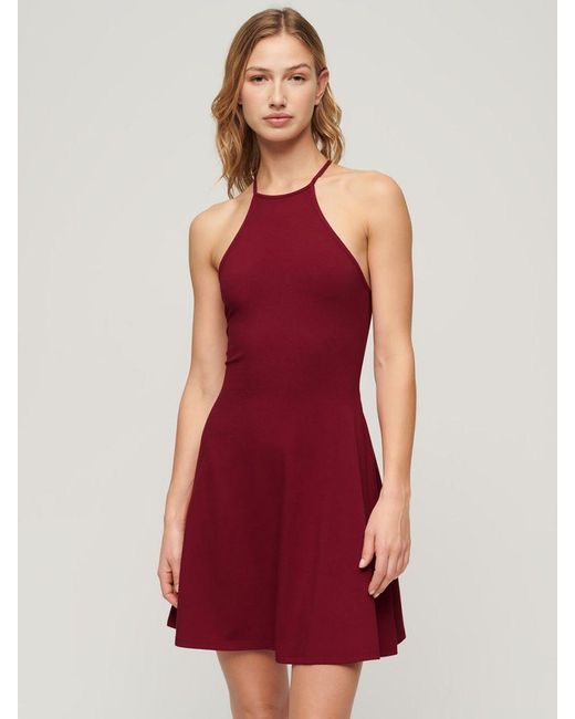 Superdry Red Jersey Fit And Flare Mini Dress