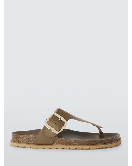 John Lewis White Long Beach Leather Toe Post Footbed Sandals