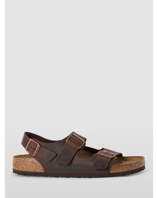 Birkenstock Brown Milano Leather Footbed Sandals for men